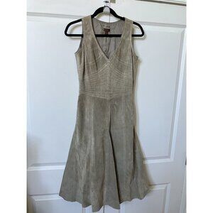 Y2K Danier Suede Leather Dress Womens 4 Tan Vintage 2000s Biker Stitching